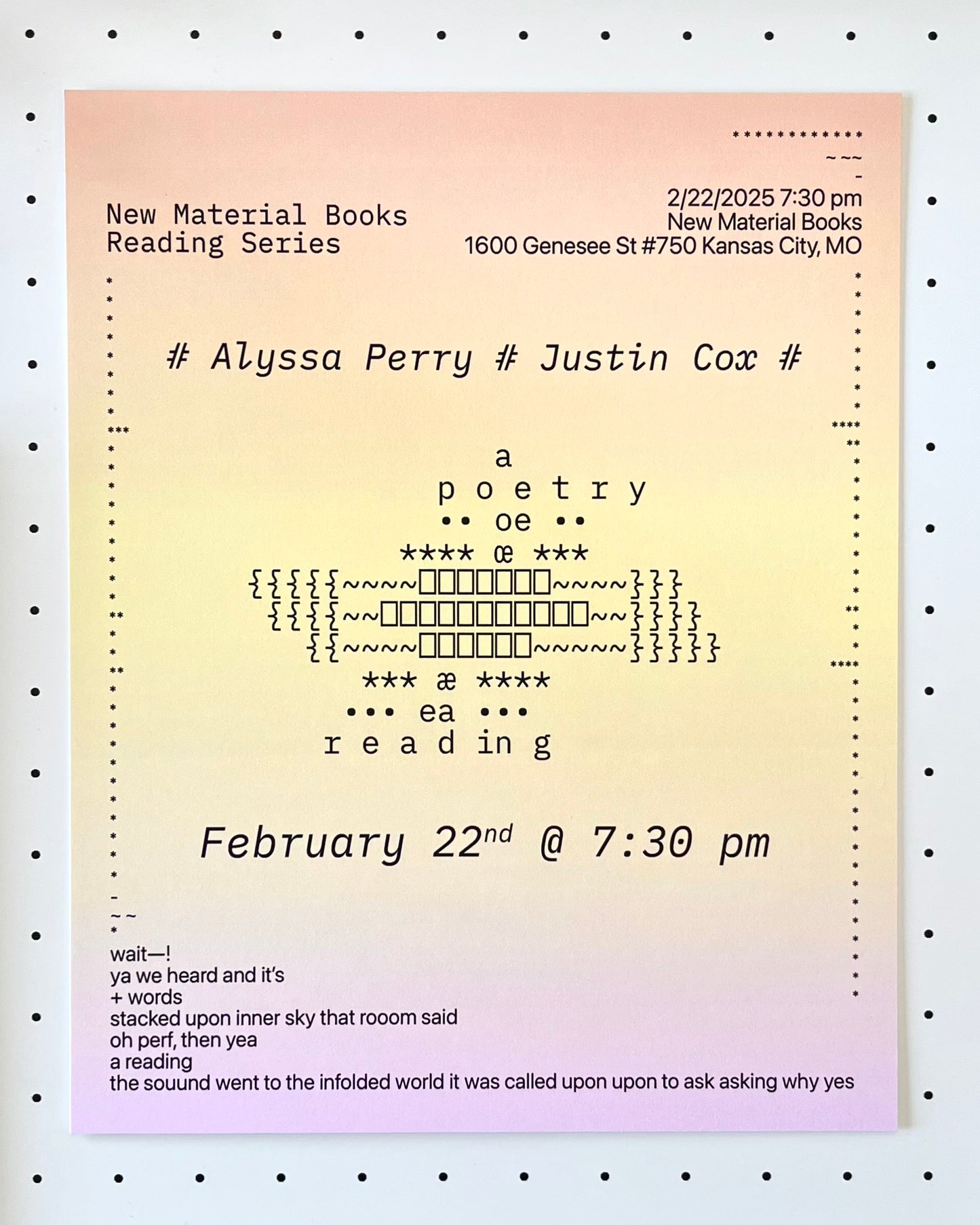 NMB Reading Series Poster