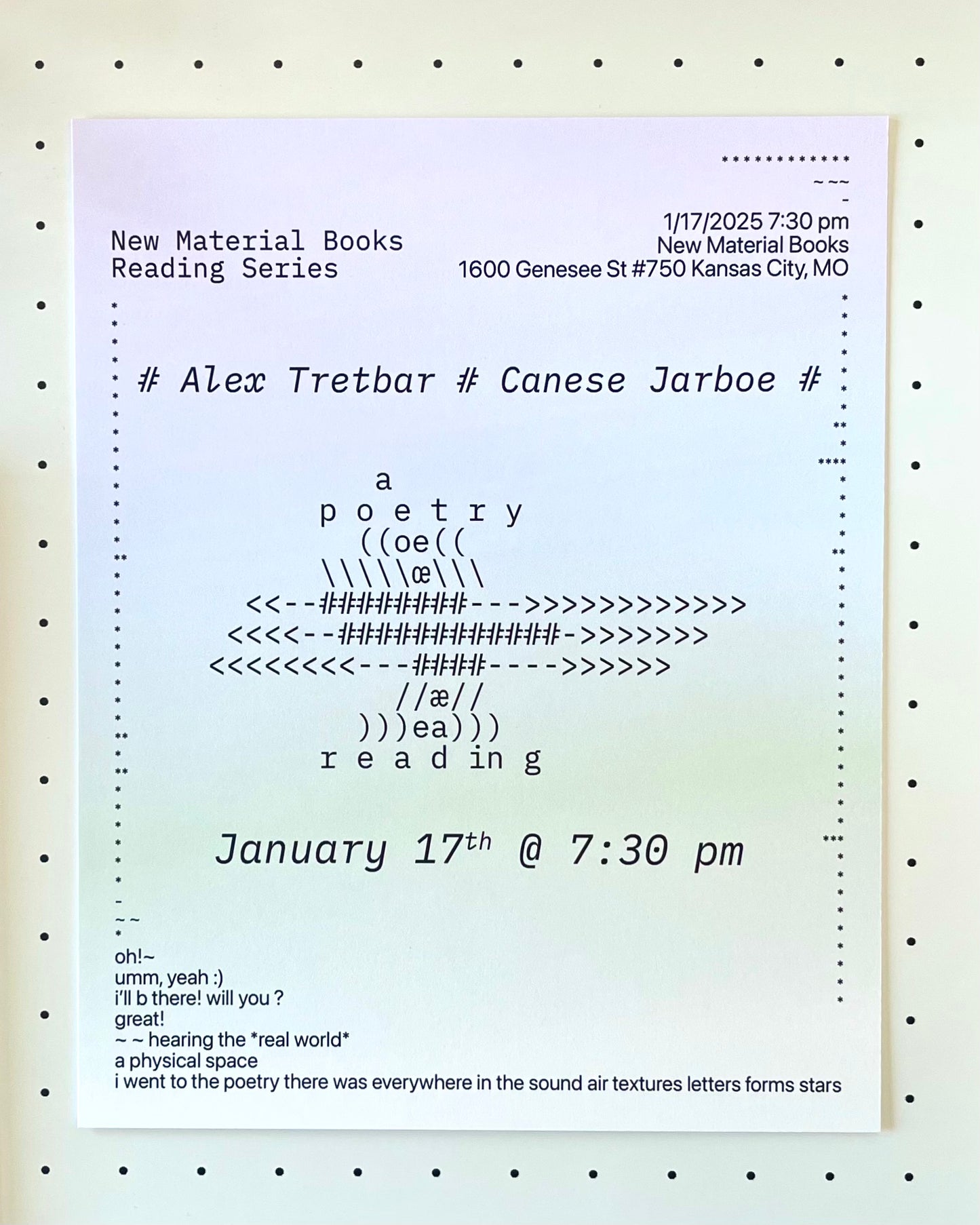 NMB Reading Series Poster