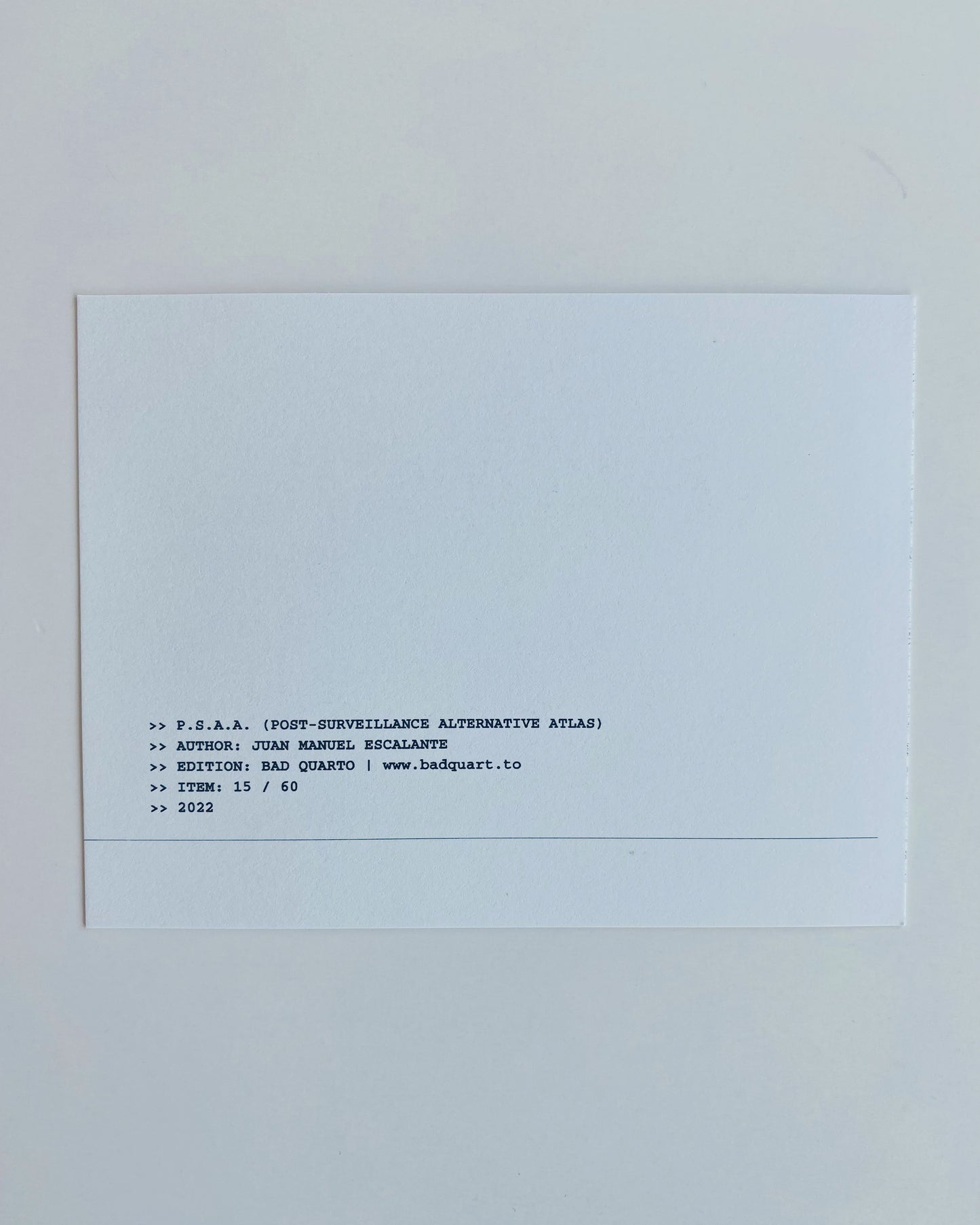 POST-SURVEILLANCE POSTCARD