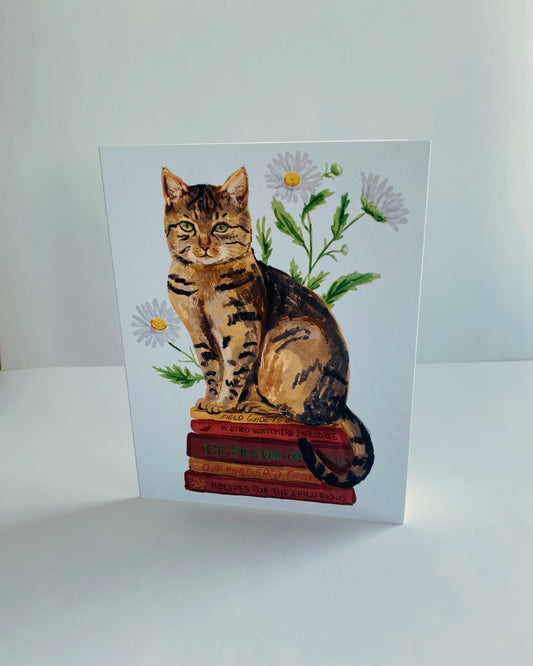 DAISY BOOK CAT CARD