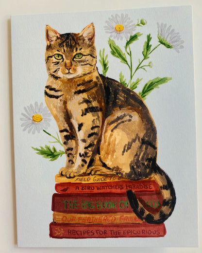 DAISY BOOK CAT CARD