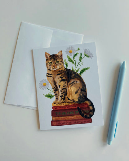 DAISY BOOK CAT CARD