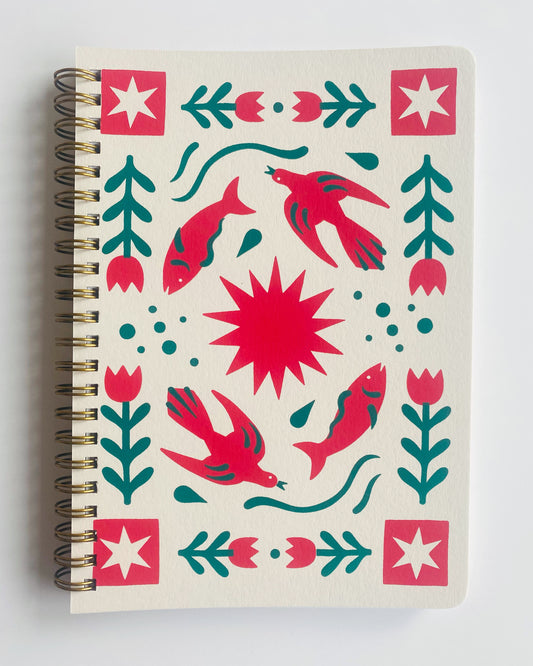 FOLK FLOWER COIL NOTEBOOK