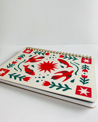 FOLK FLOWER COIL NOTEBOOK