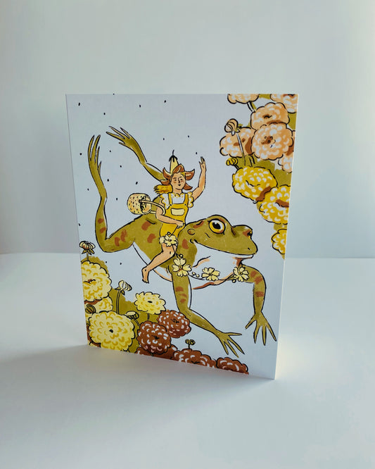 FROG AND FLOWER SEEDS CARD