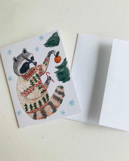 HOLIDAY RACCOON CARD