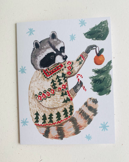 HOLIDAY RACCOON CARD